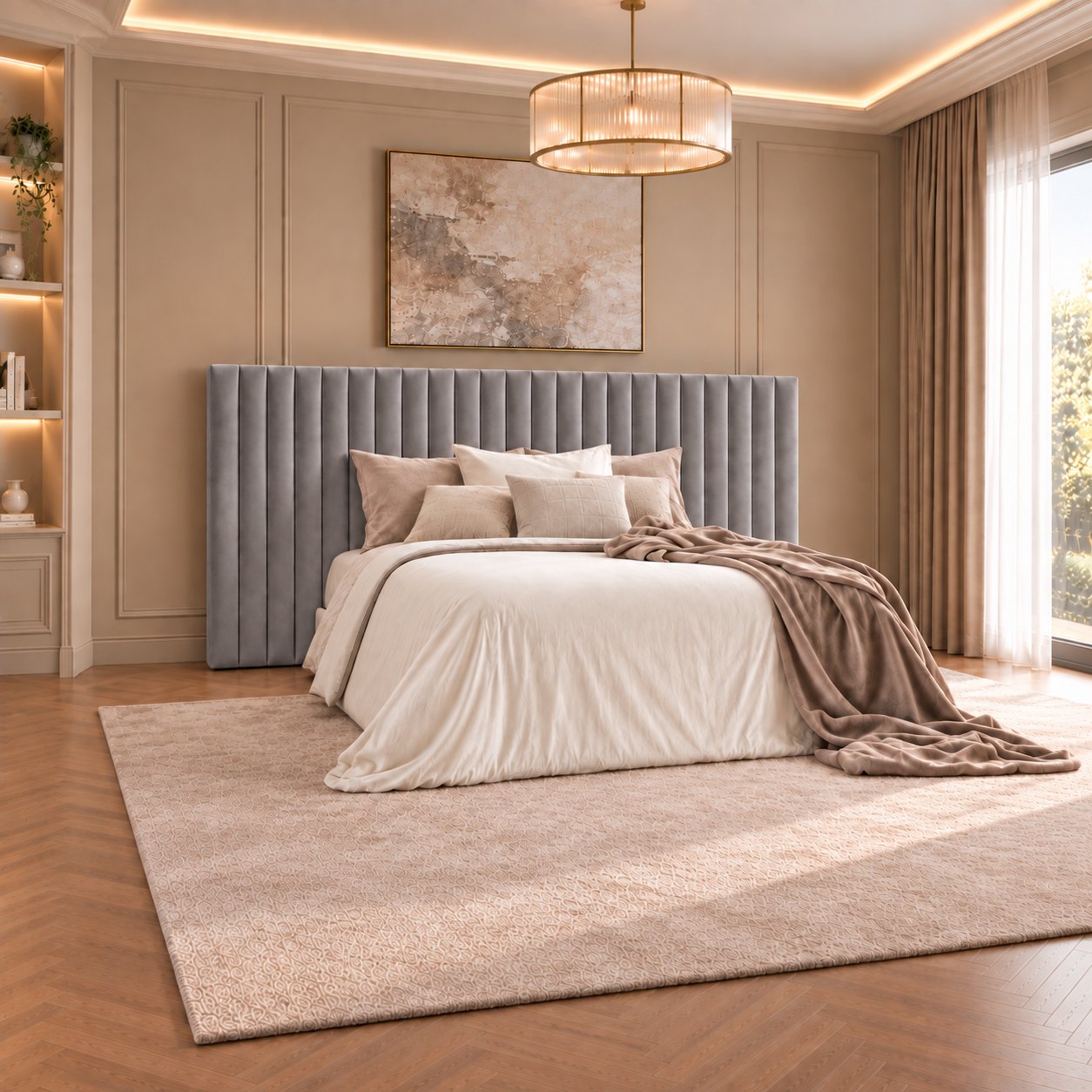 Chioggia divan bed in grey, side view