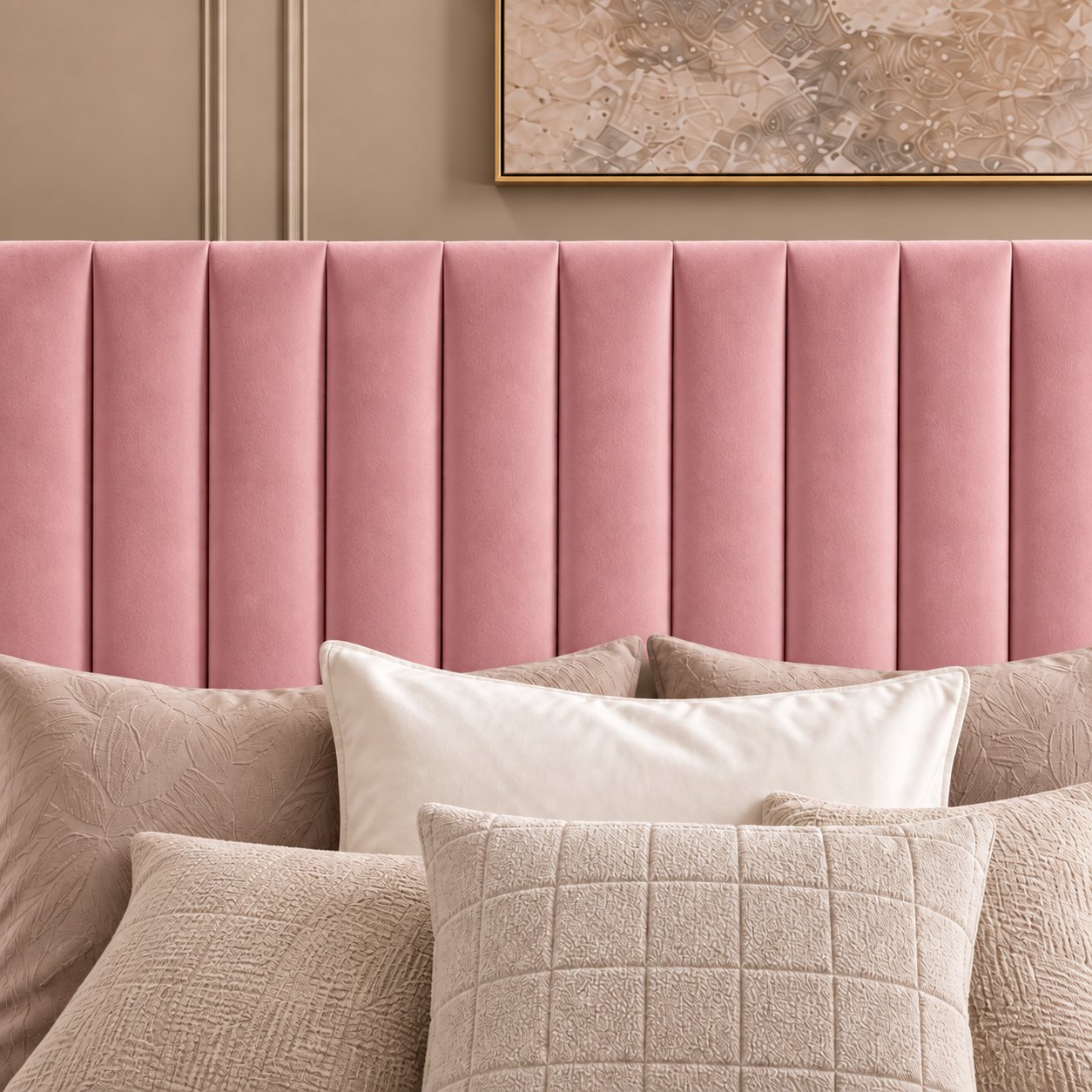 Chioggia divan bed in pink, headboard close-up