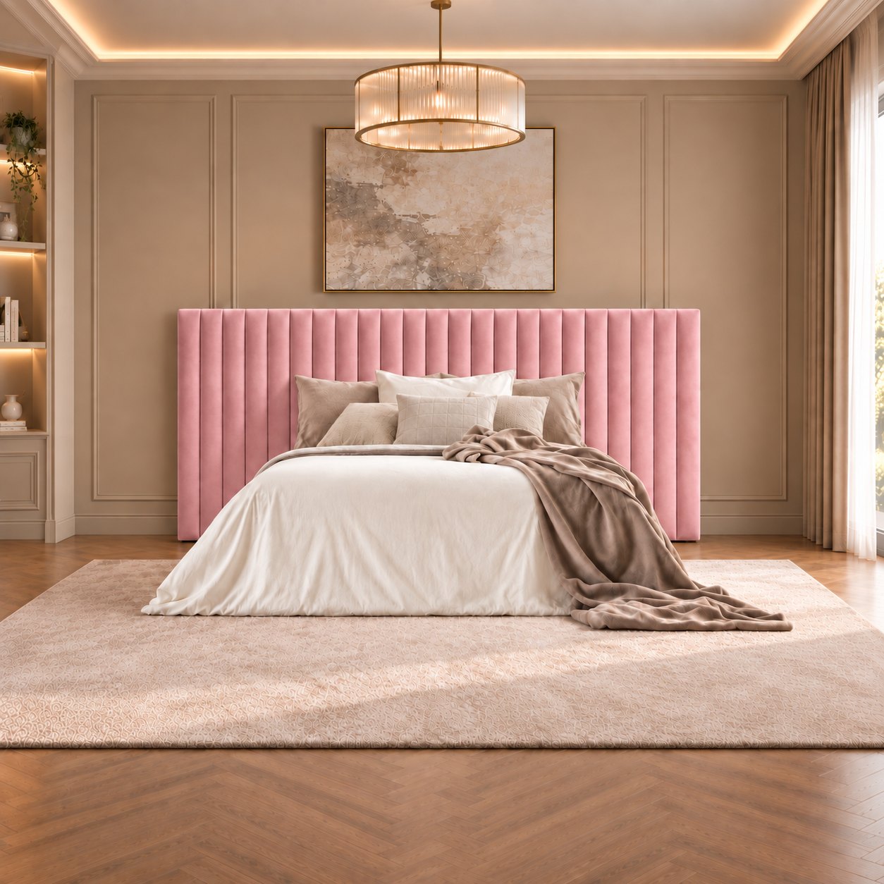 Chioggia divan bed in pink, front view