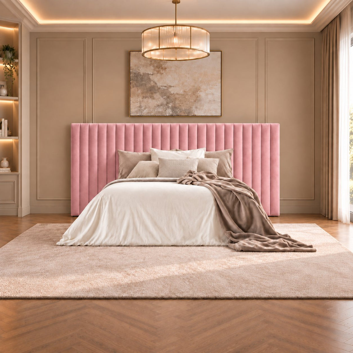 Chioggia divan bed in pink, front view