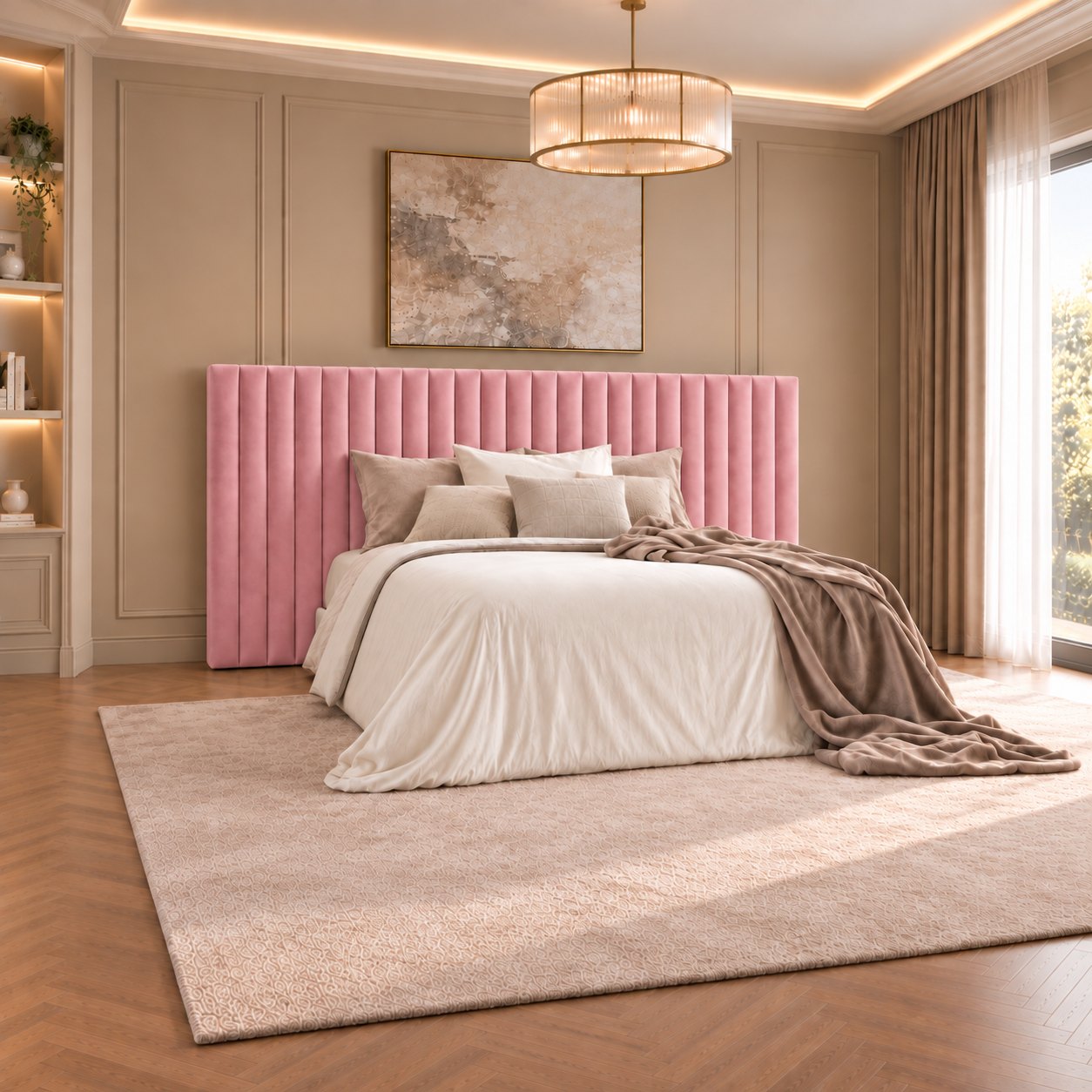 Chioggia divan bed in pink, side view