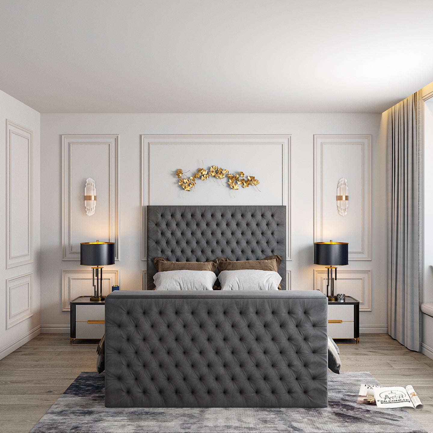 Claridges Upholstered Soft Velvet Tv Bed Frame