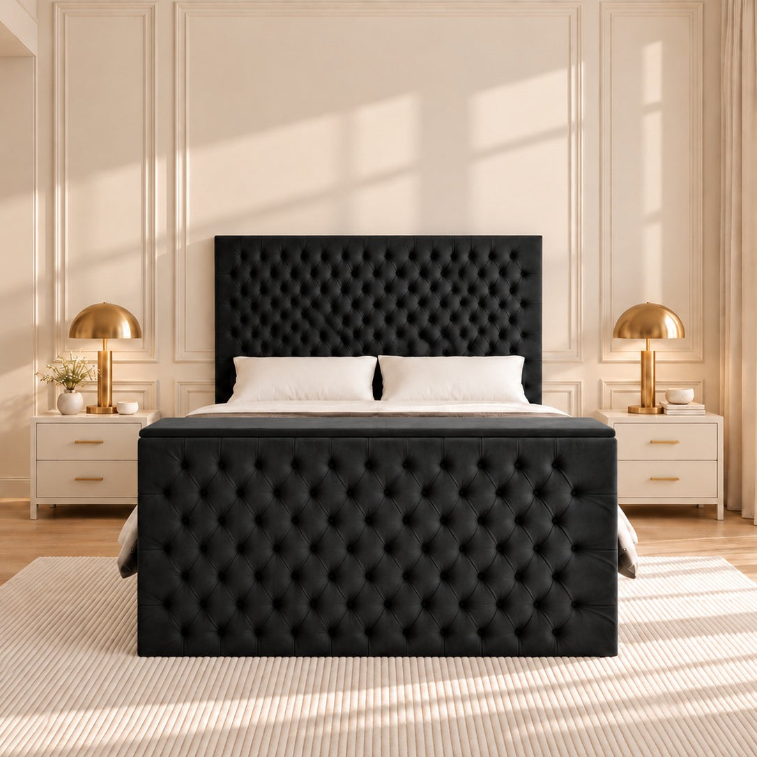 Claridges Upholstered Soft Velvet Tv Bed Frame