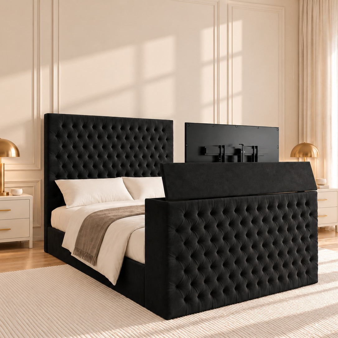 Claridges Upholstered Soft Velvet Tv Bed Frame