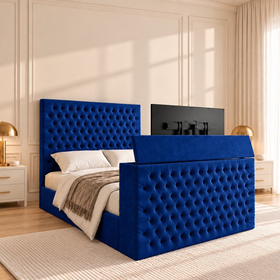 Claridges Upholstered Soft Velvet Tv Bed Frame