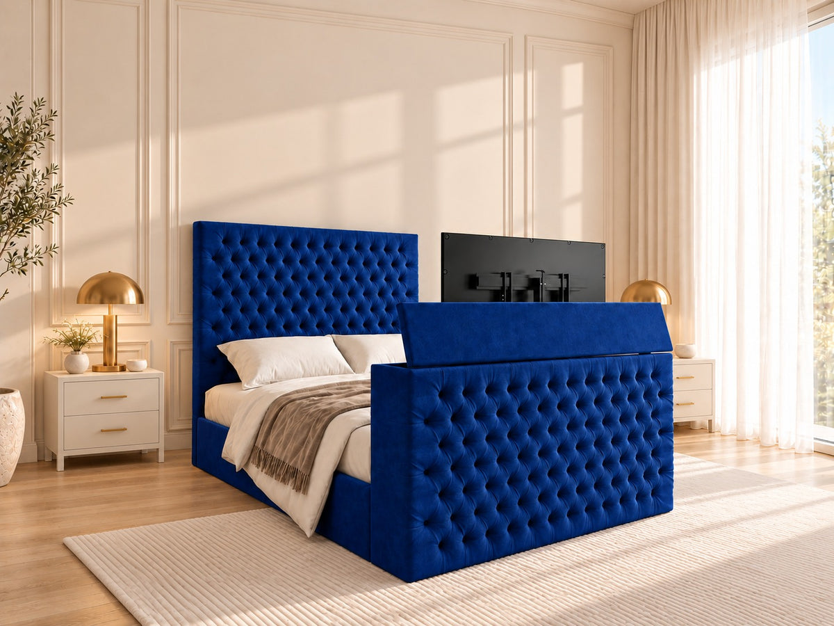 Claridges Upholstered Soft Velvet Tv Bed Frame