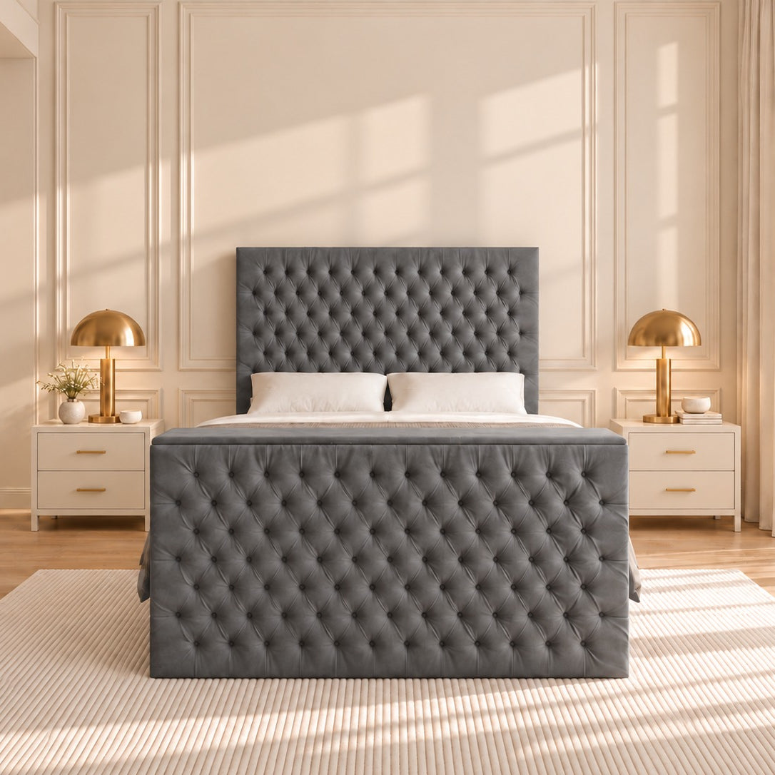 Claridges Upholstered Soft Velvet Tv Bed Frame