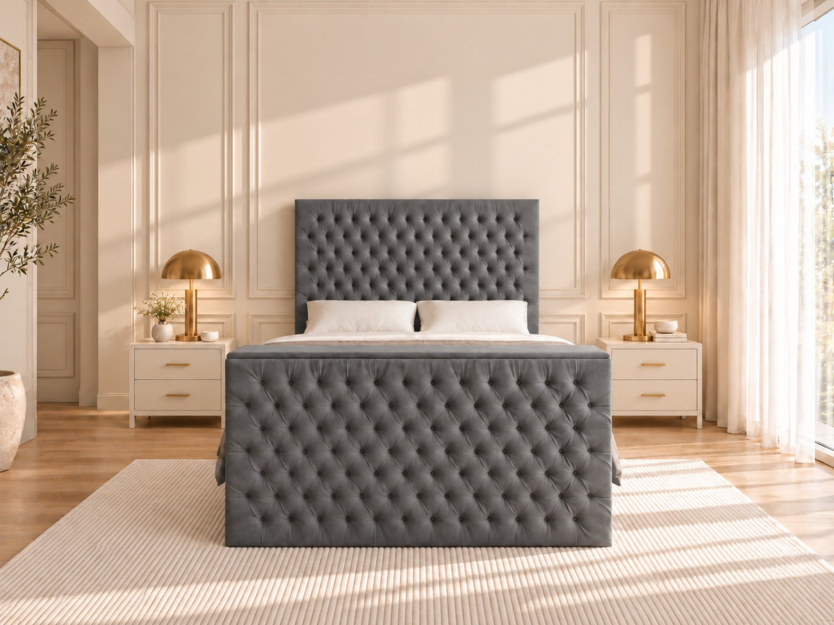 Claridges Upholstered Soft Velvet Tv Bed Frame