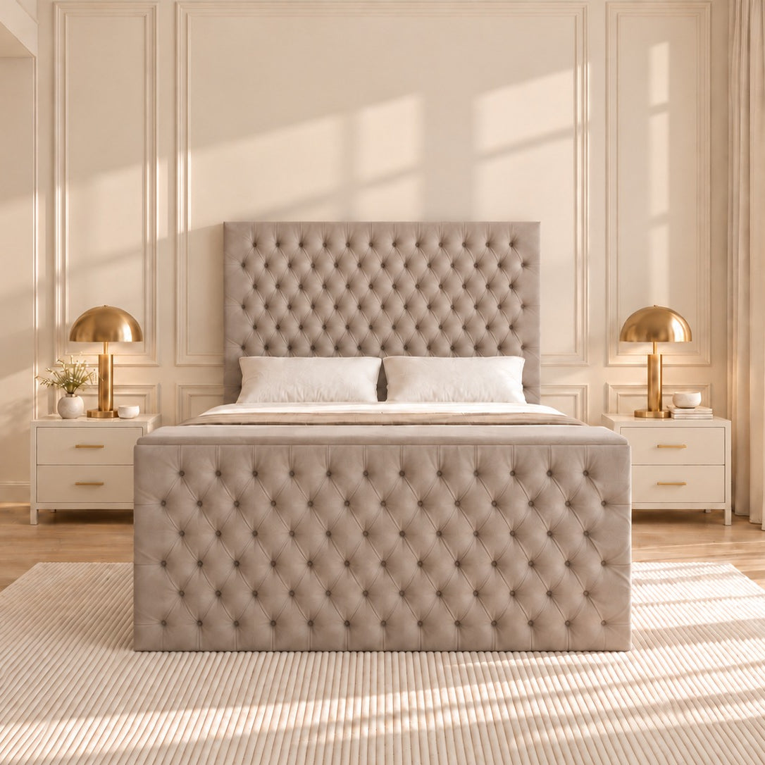 Claridges Upholstered Soft Velvet Tv Bed Frame