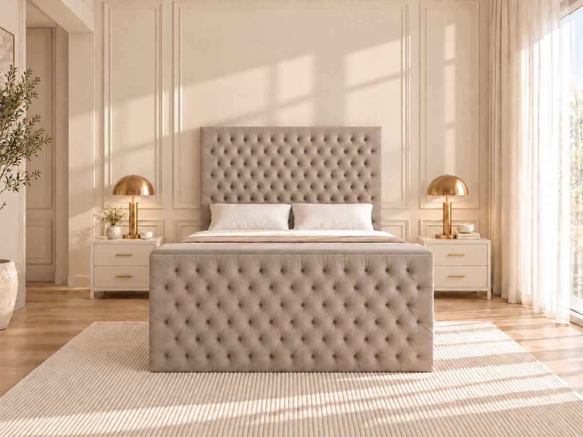 Claridges Upholstered Soft Velvet Tv Bed Frame