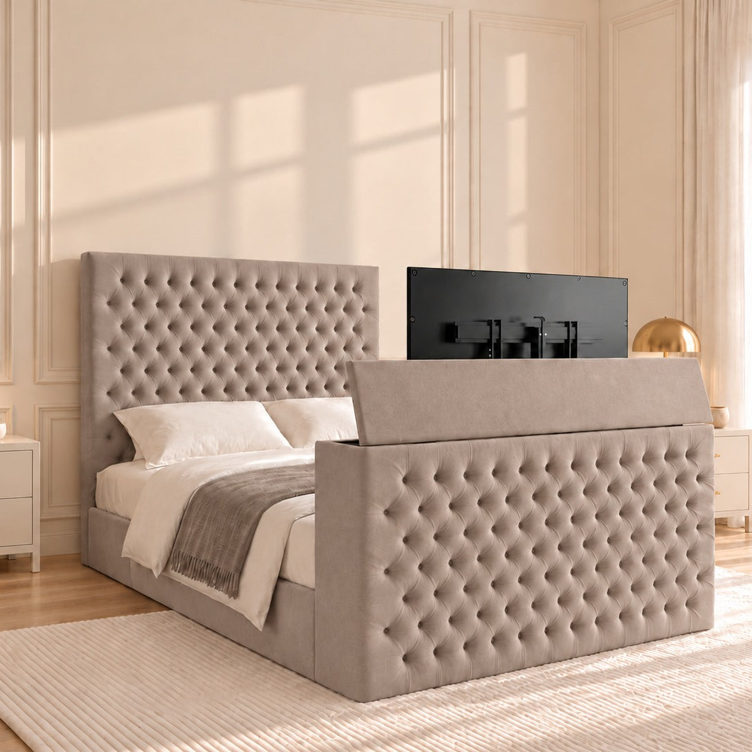 Claridges Upholstered Soft Velvet Tv Bed Frame