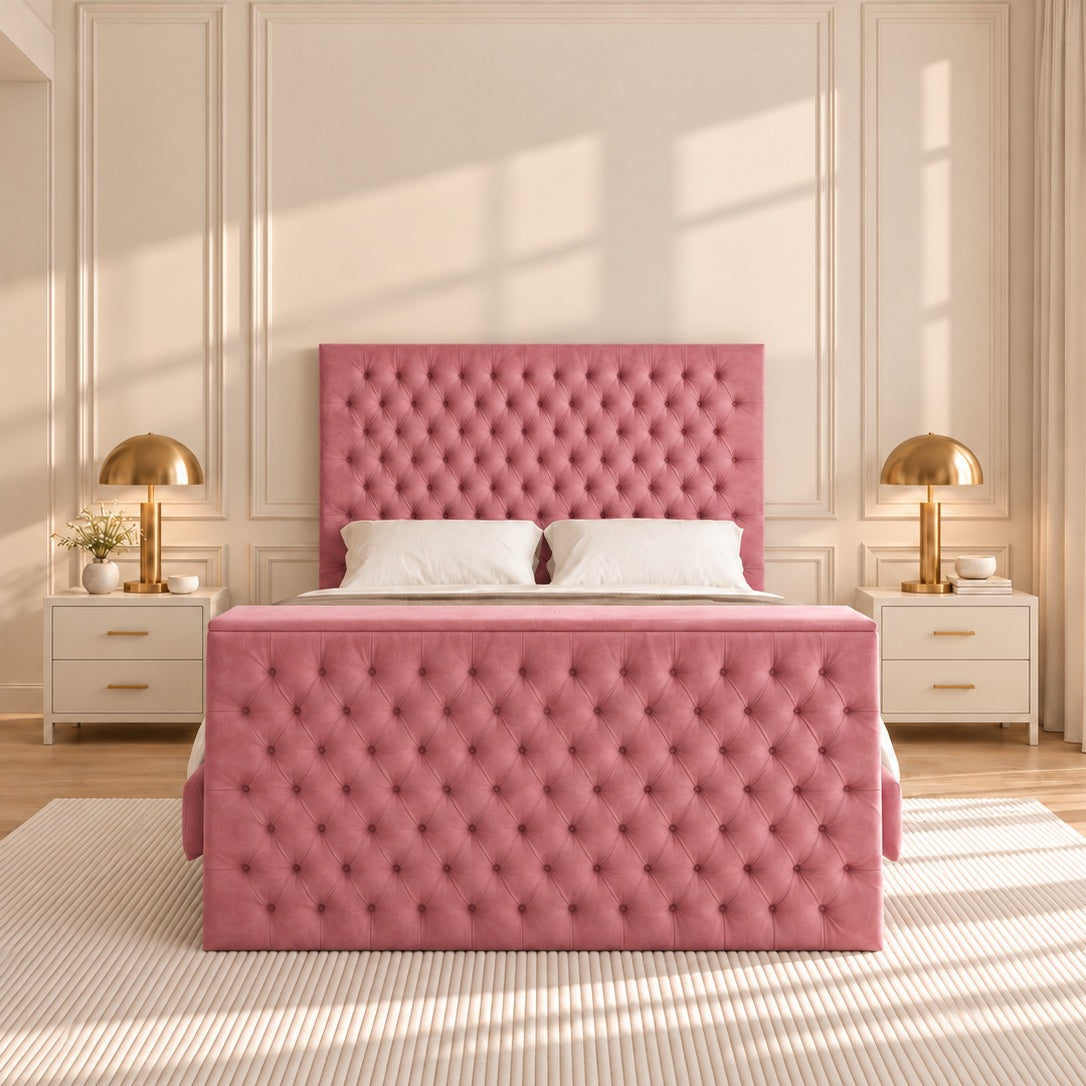 Claridges Upholstered Soft Velvet Tv Bed Frame