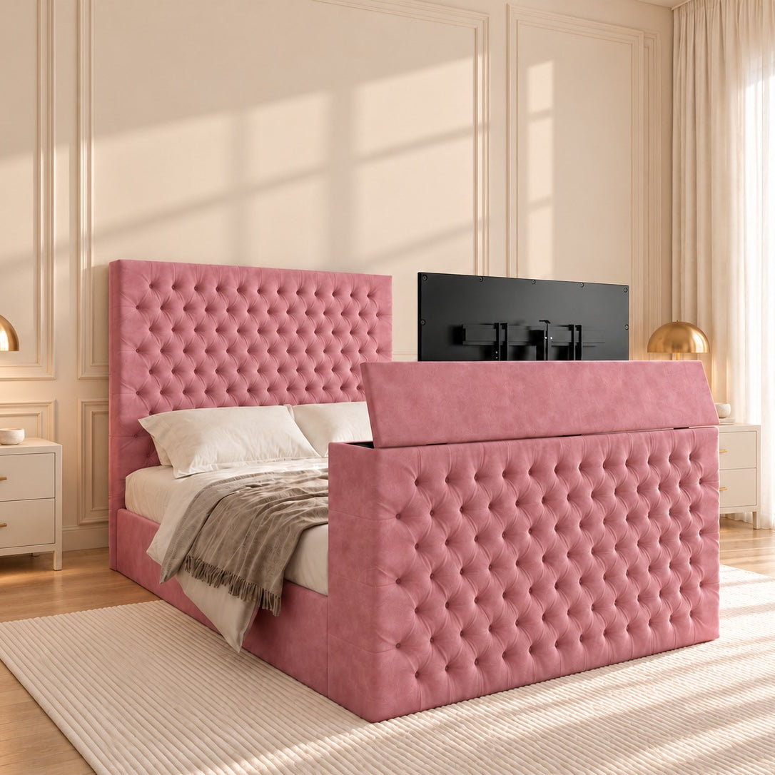 Claridges Upholstered Soft Velvet Tv Bed Frame