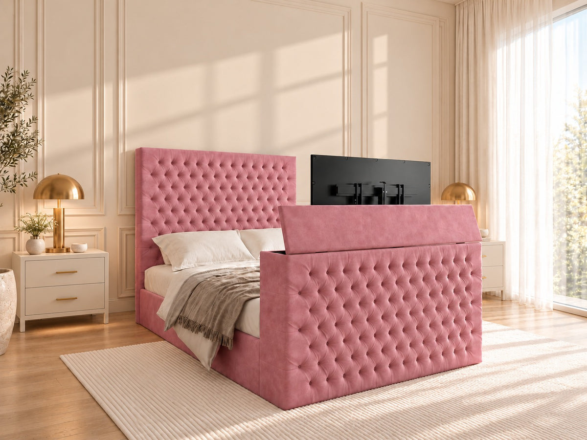 Claridges Upholstered Soft Velvet Tv Bed Frame
