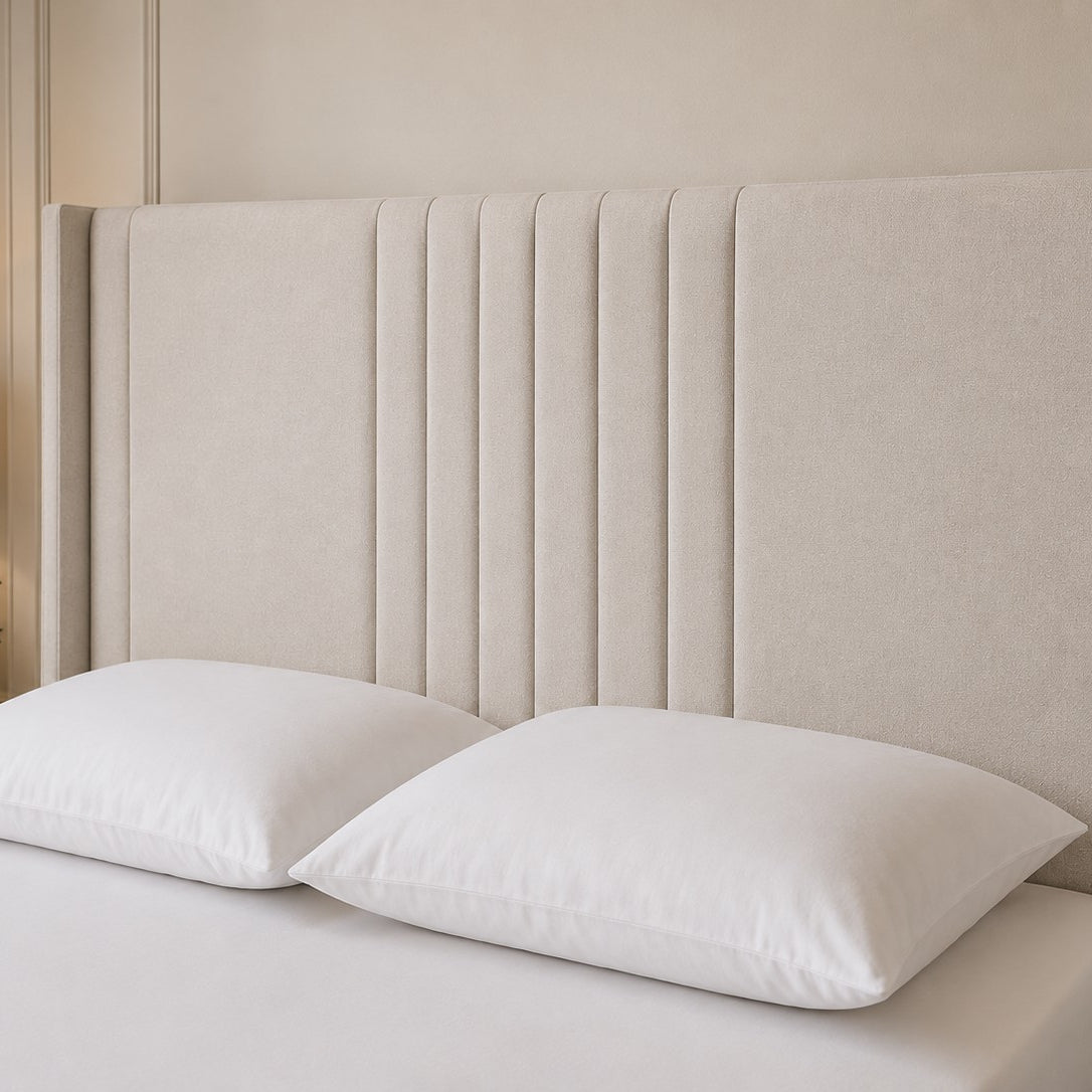 Como Vertical Line Winged Headboard Upholstered Bed Frame