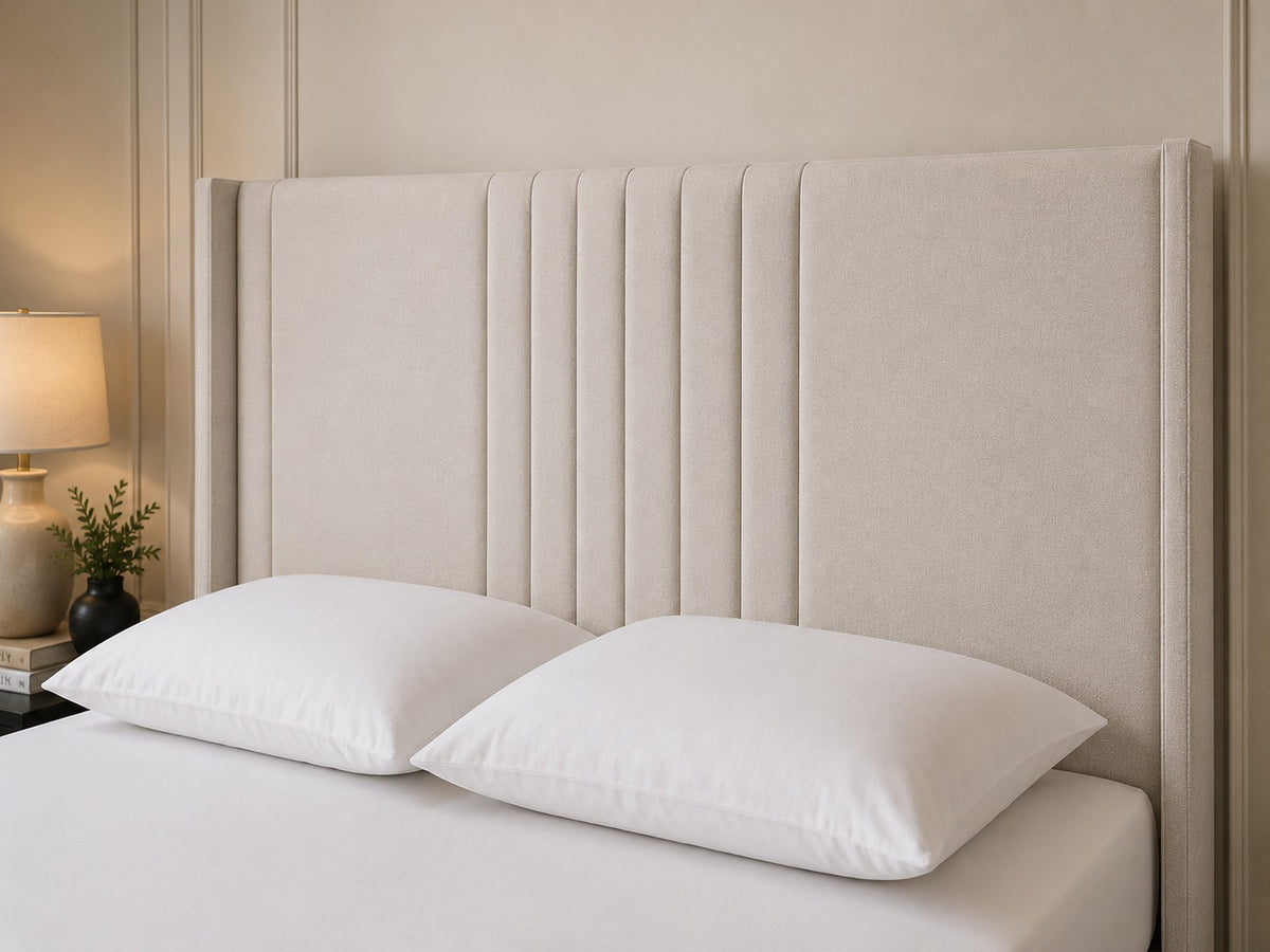 Como Vertical Line Winged Headboard Upholstered Bed Frame