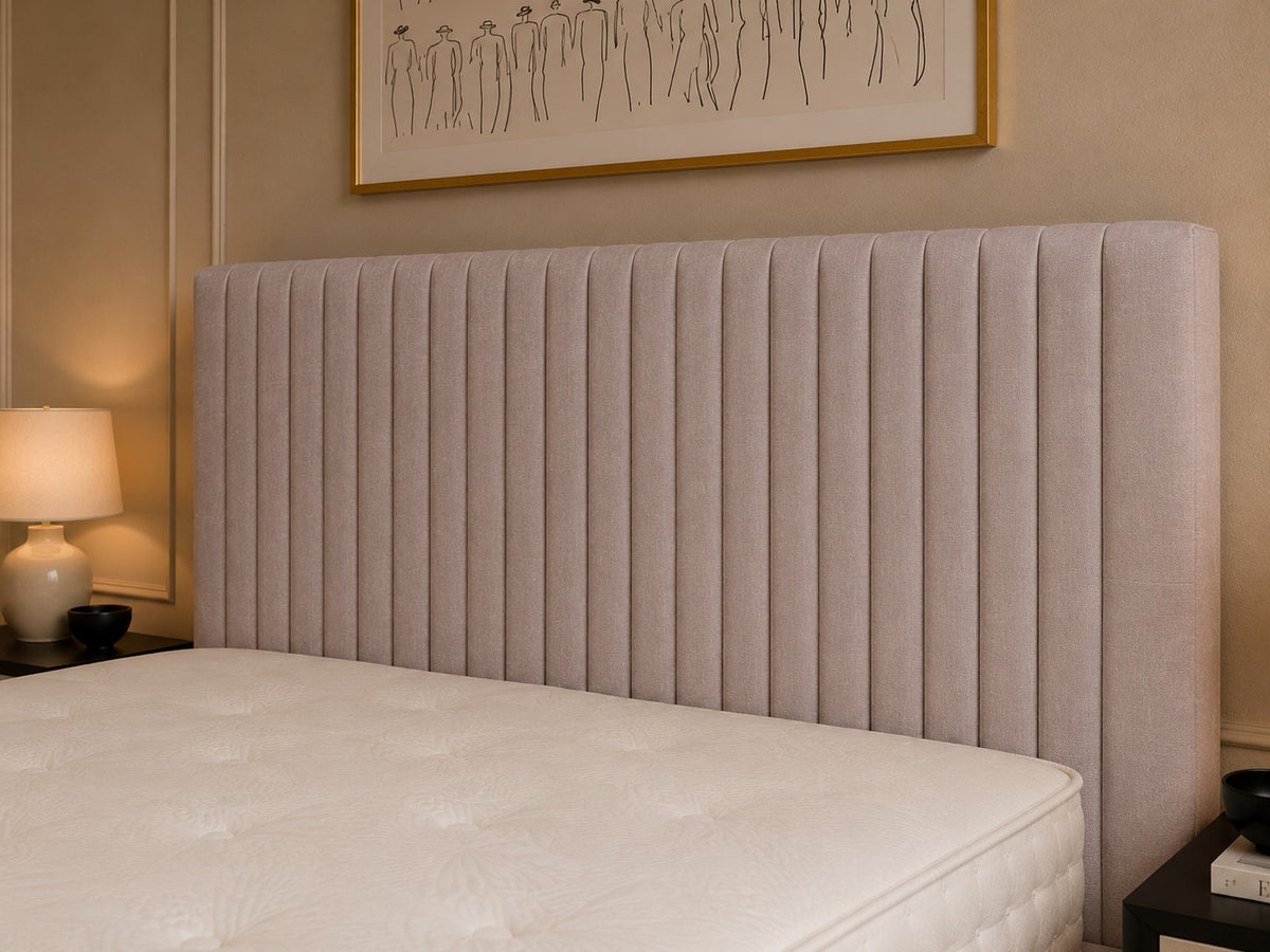 Cremona Pinstripe Fluted Headboard Upholstered Bed Frame