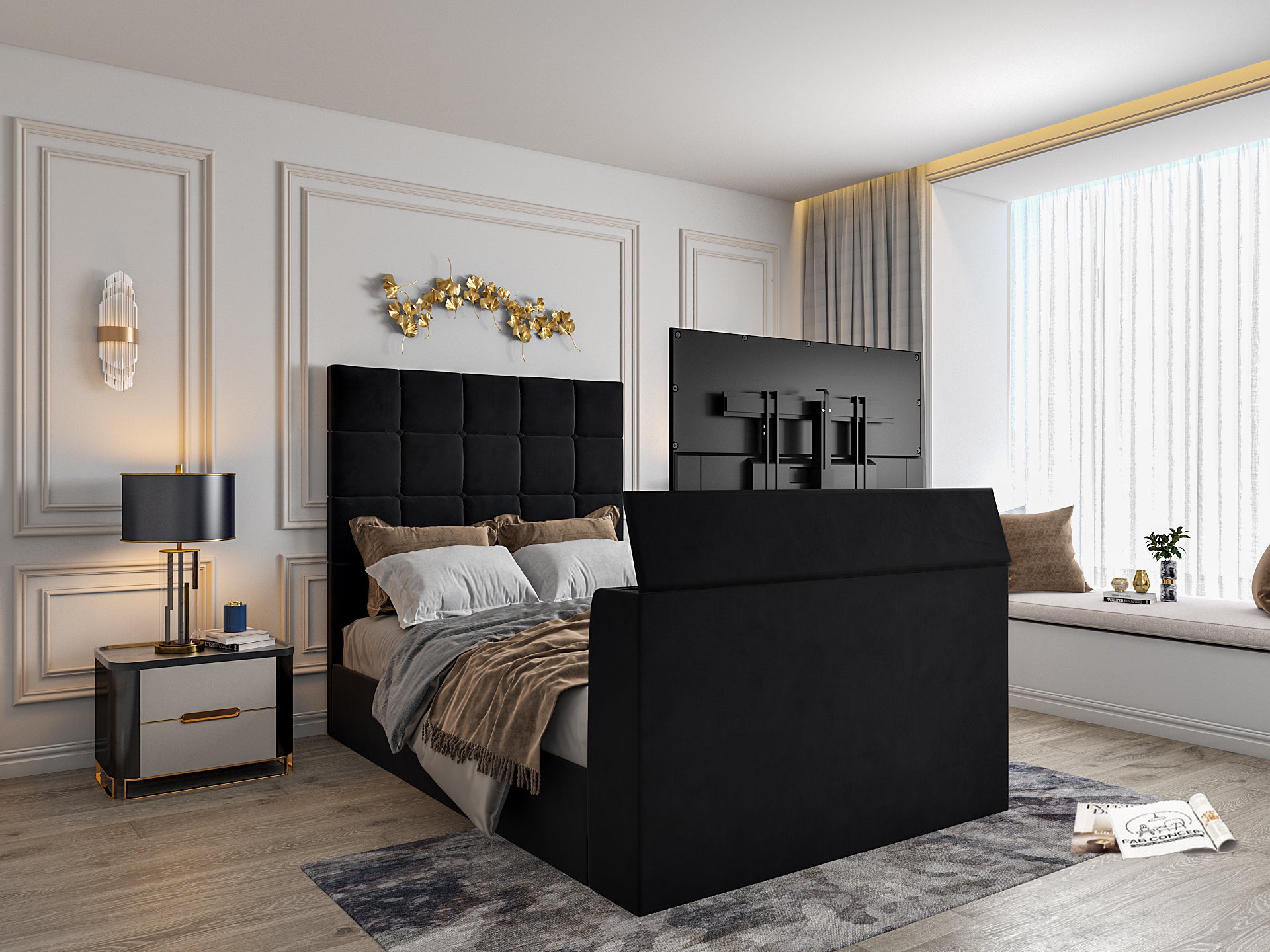 Cubica Upholstered TV Bed Frame