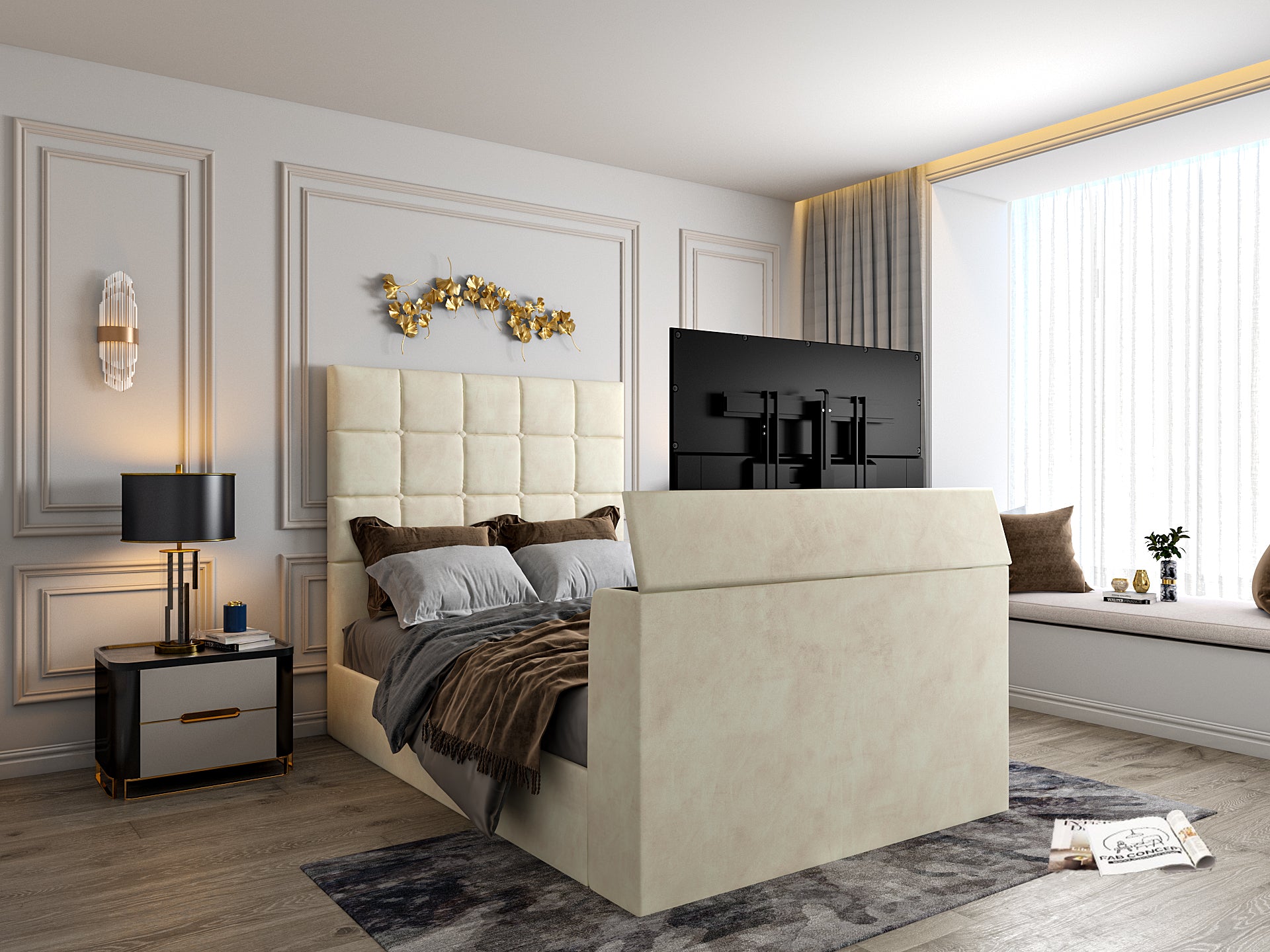 Cubica Upholstered TV Bed Frame