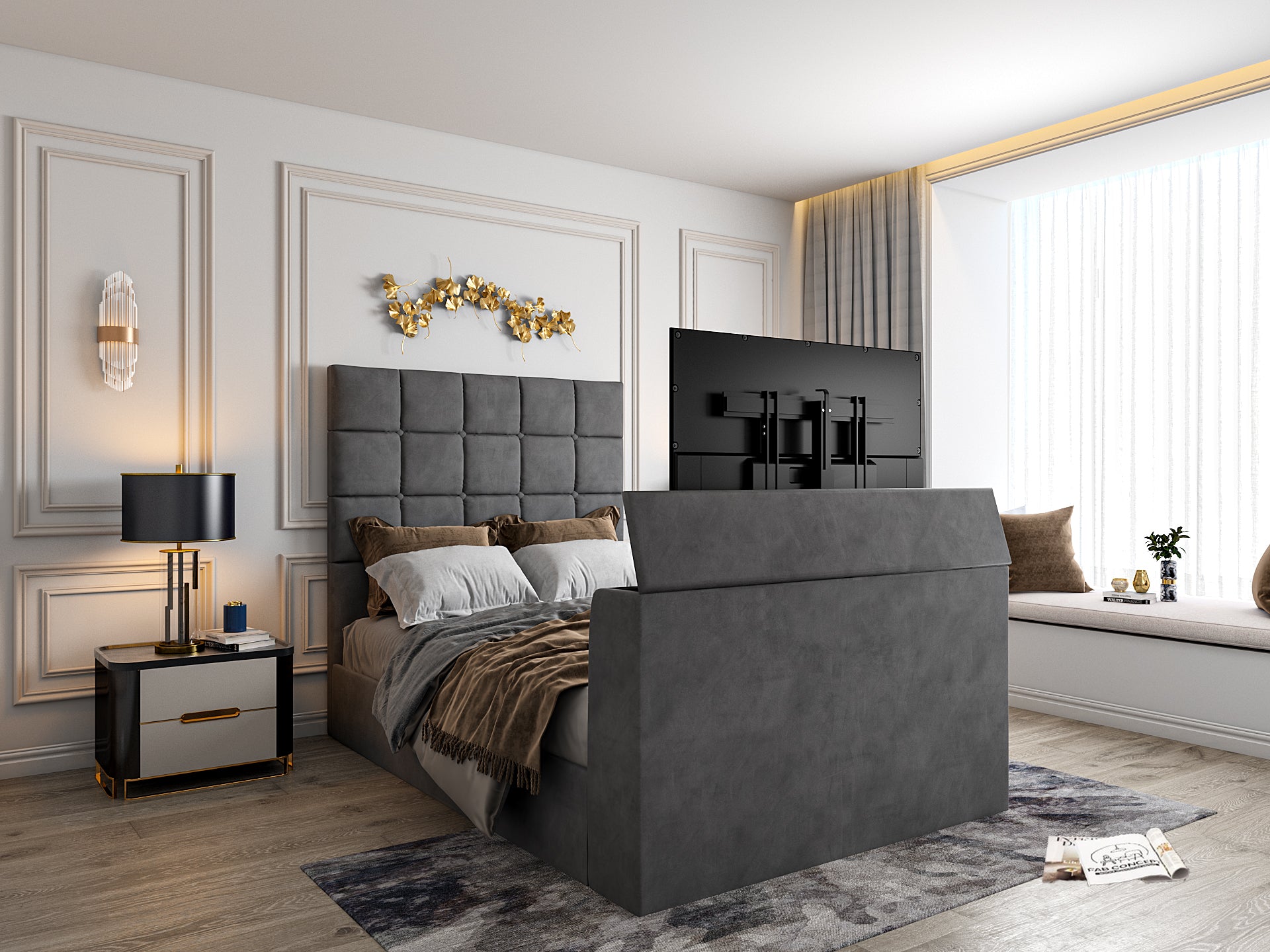 Cubica Upholstered TV Bed Frame