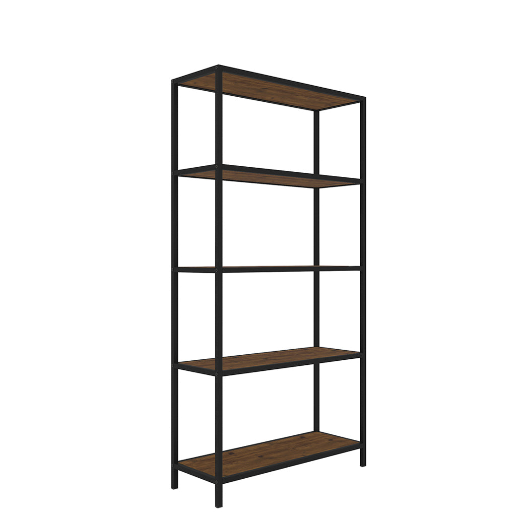 Ealing Mexican Pine Bookcase – Industrial 5-Tier Wooden Shelving Unit