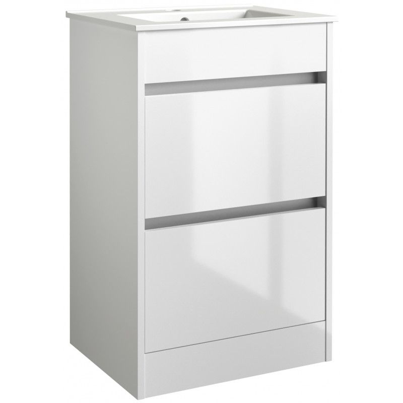 Ember White Gloss Floor Standing Unit & Ceramic Basin