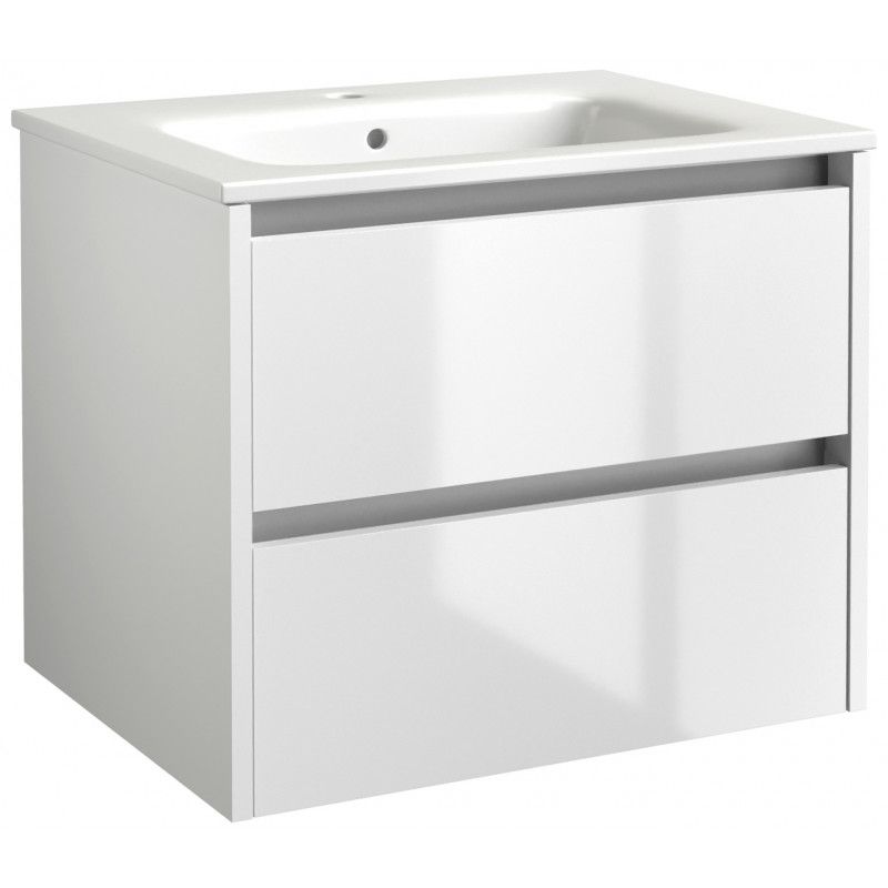Ember White Gloss Wall Mounted Unit & Ceramic Basin