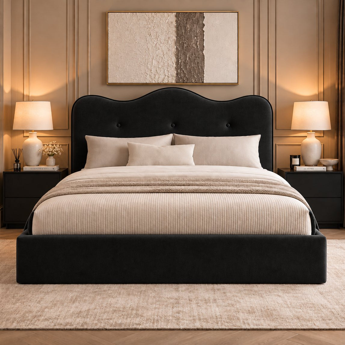 Erice bed in black, front view