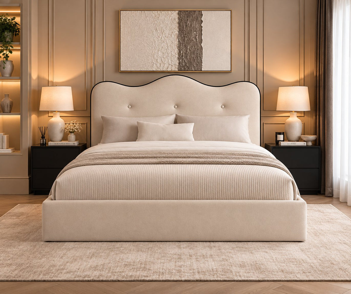 Erice bed in cream, front view