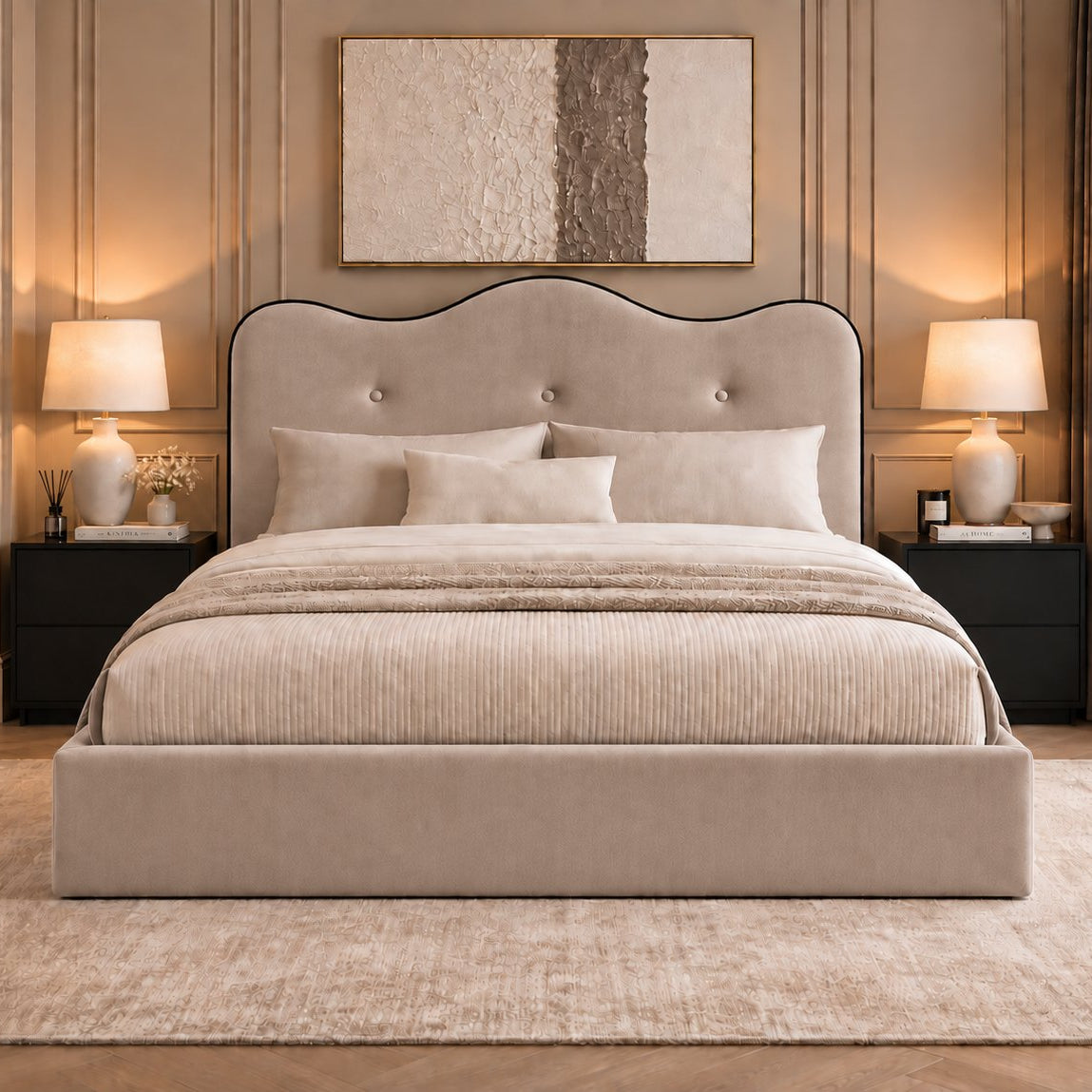 Erice bed in pebble, front view