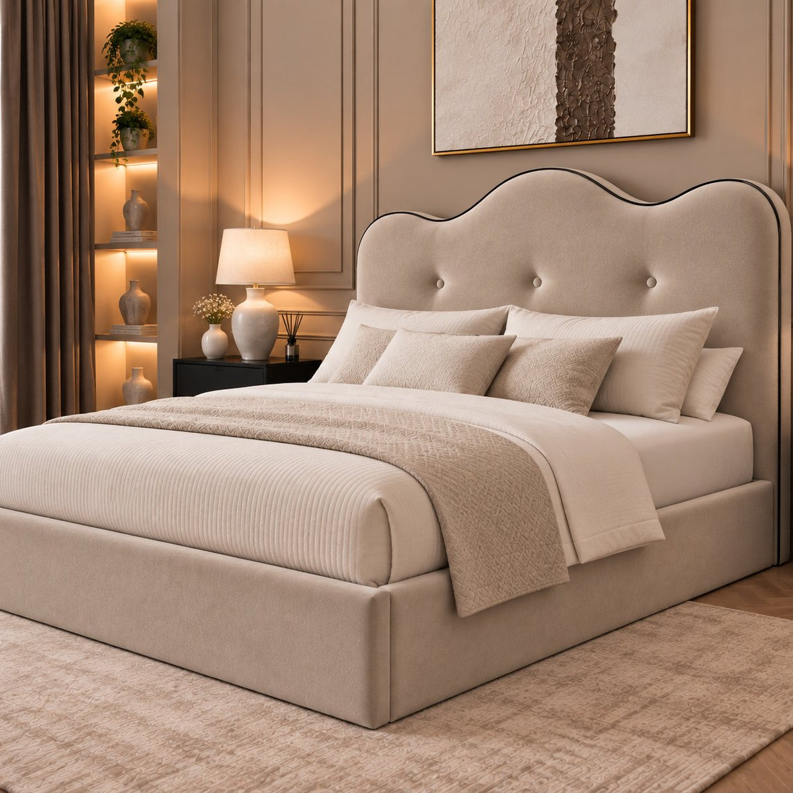 Erice bed in pebble, side view
