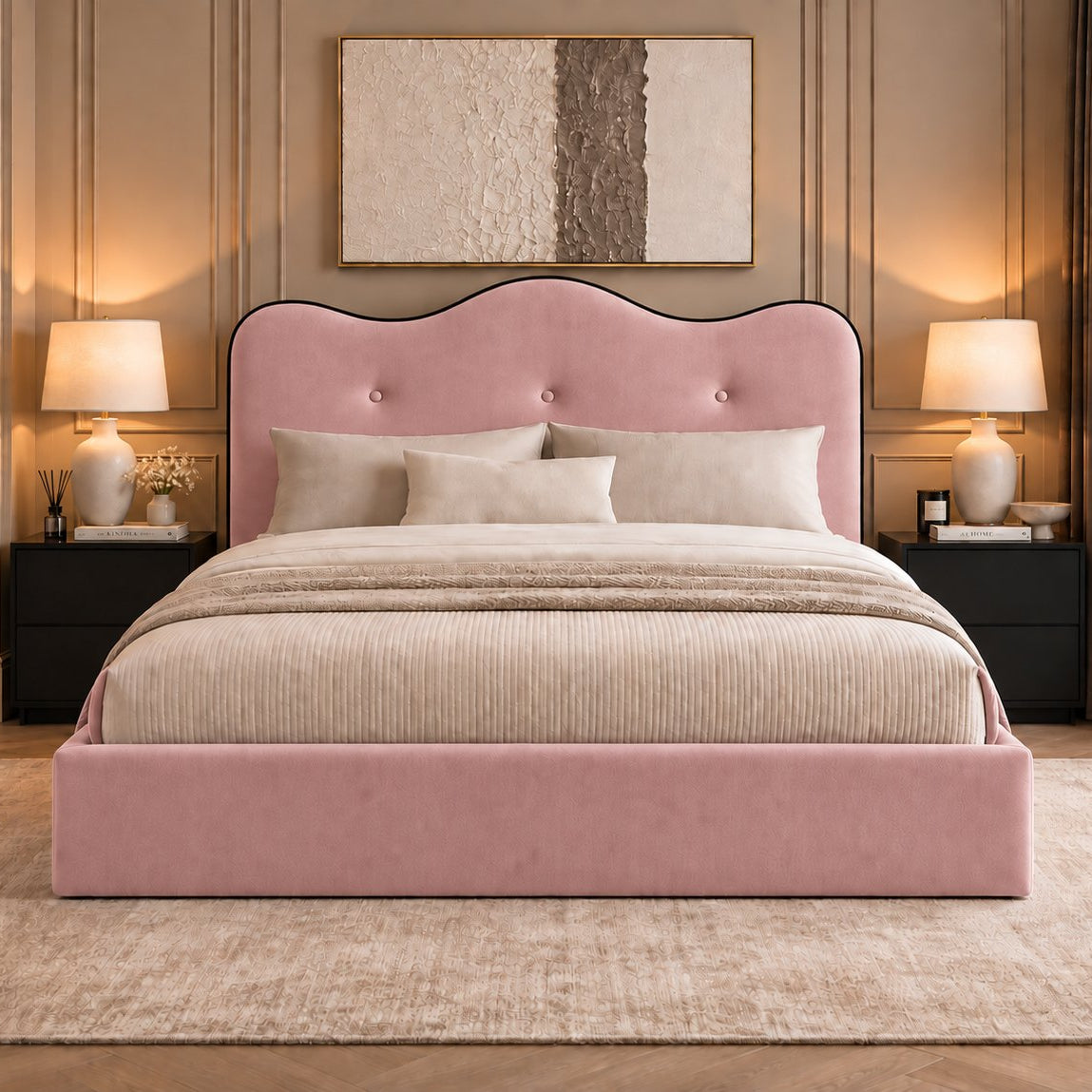 Erice bed in pink, front view
