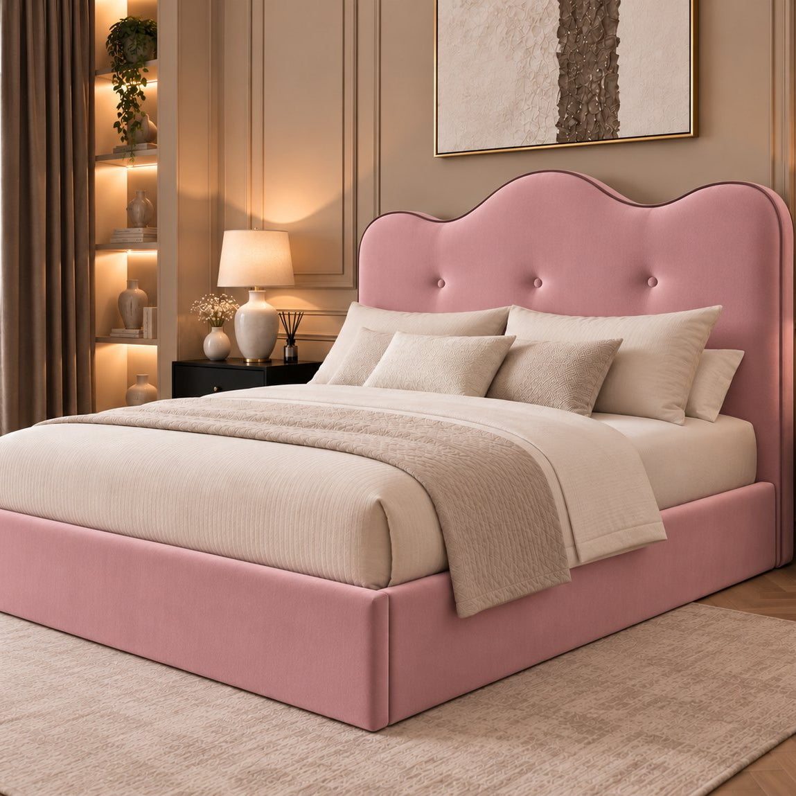 Erice bed in pink, side view
