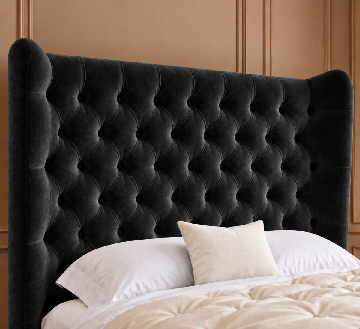 Florence Wide Winged Upholstered Soft Velvet Bed Frame