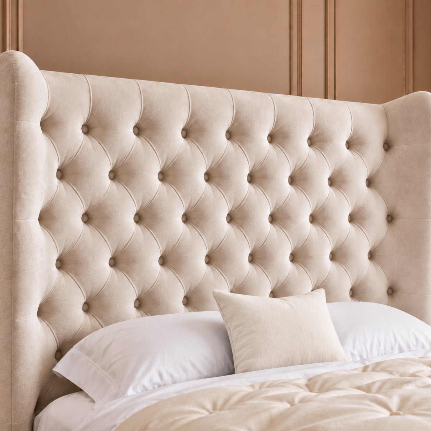 Florence Wide Winged Upholstered Soft Velvet Bed Frame