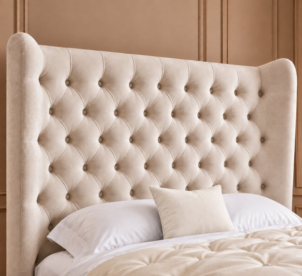 Florence Wide Winged Upholstered Soft Velvet Bed Frame