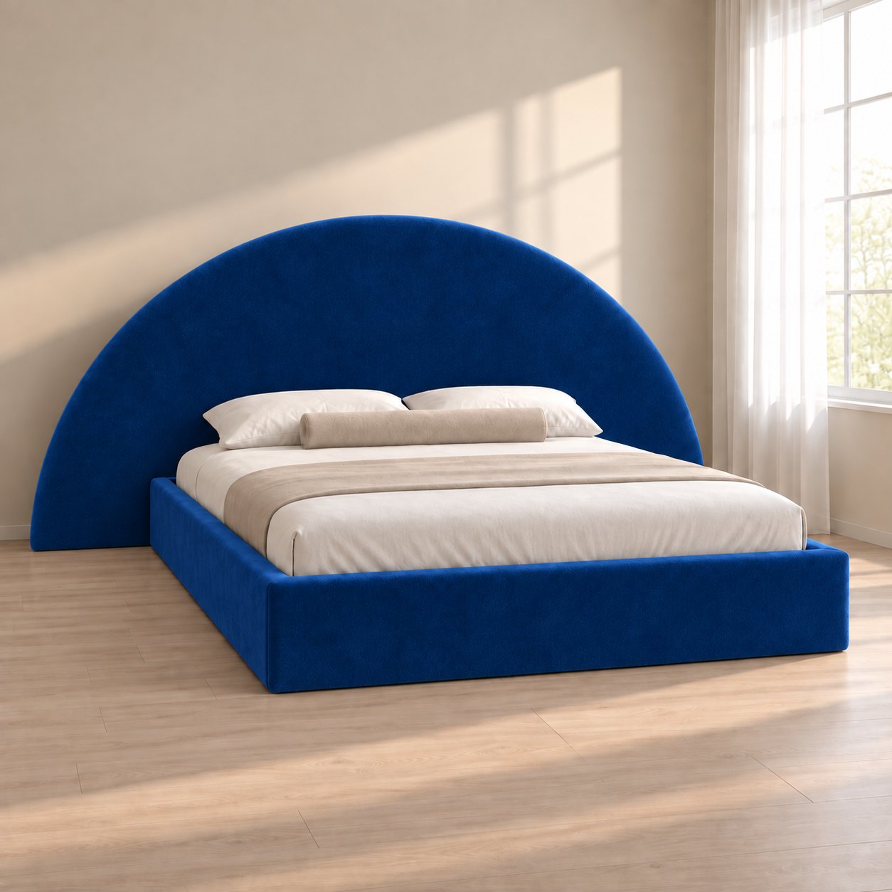 Gaeta bed in blue, side view