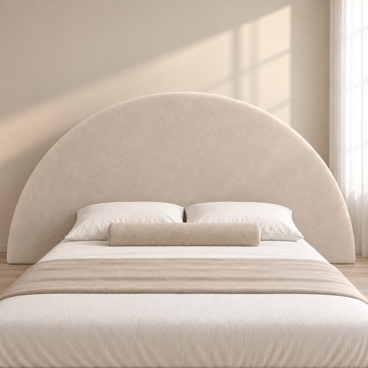 Gaeta bed in cream, headboard close-up