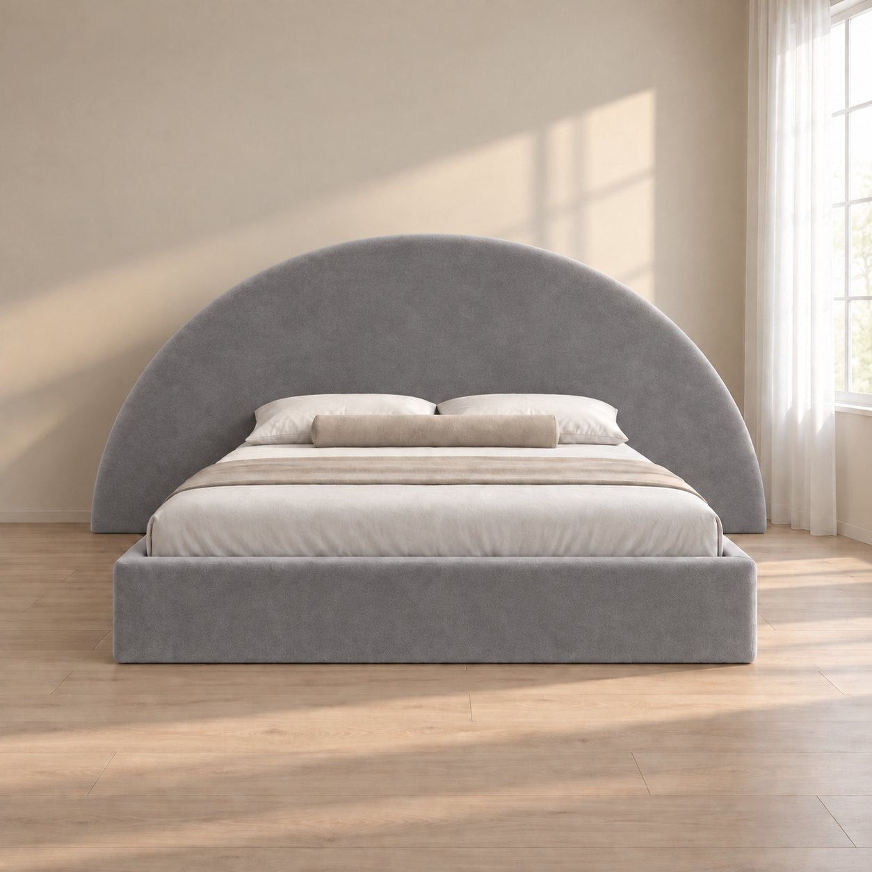 Gaeta bed in grey, front view