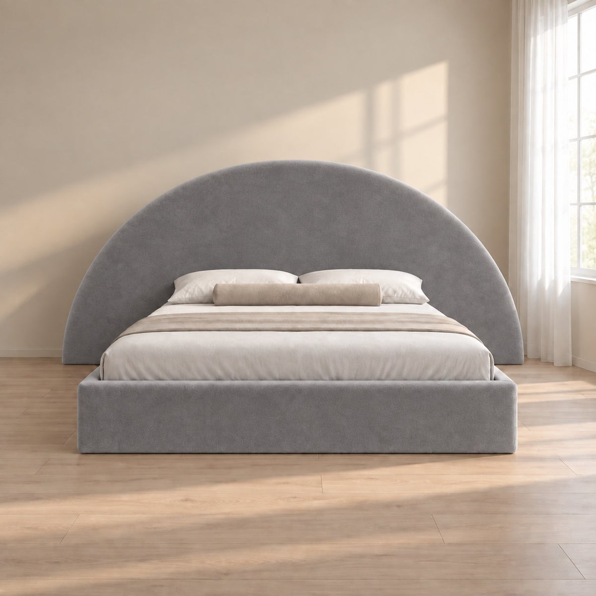 Gaeta bed in grey, front view