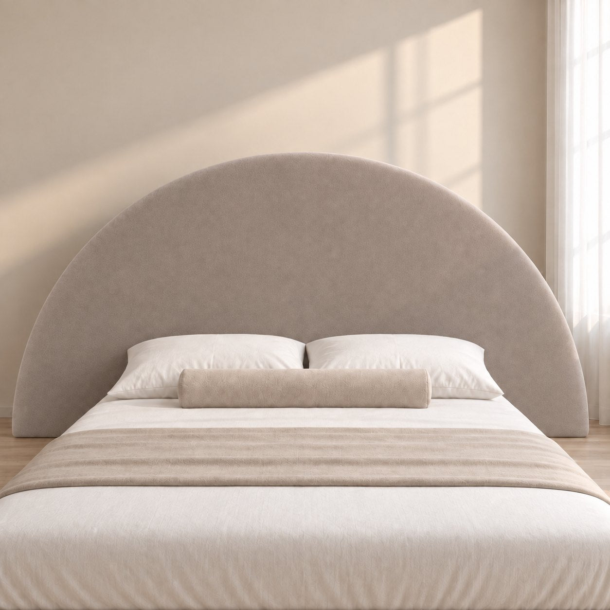 Gaeta bed in pebble, headboard close-up