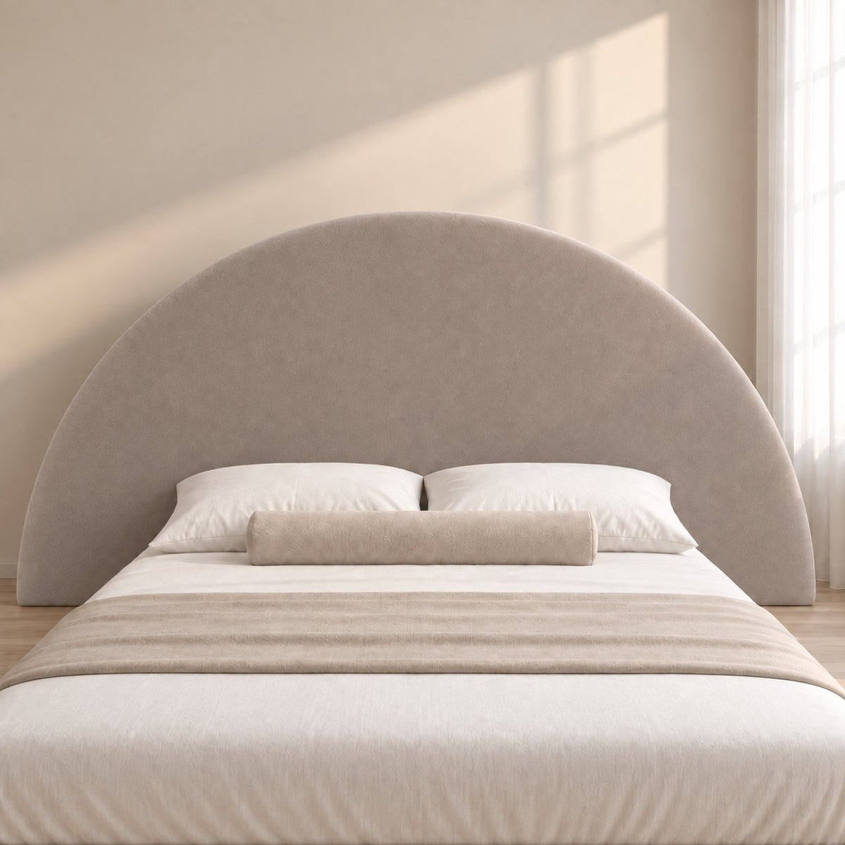Gaeta bed in pebble, headboard close-up