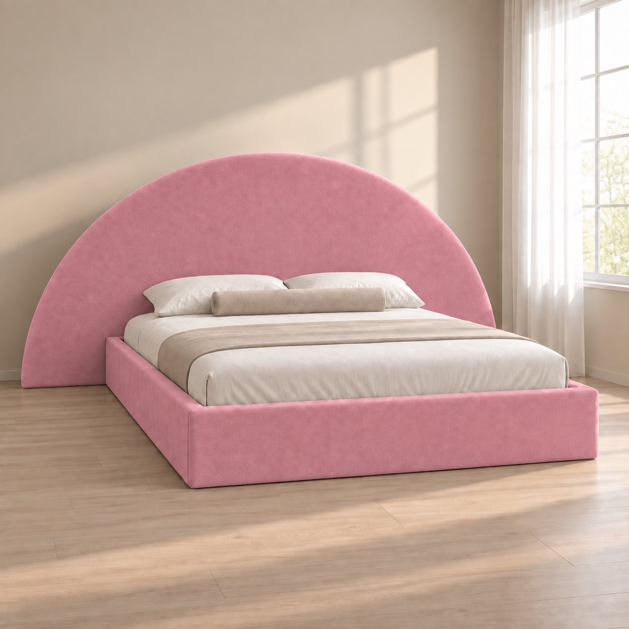 Gaeta bed in pink, side view