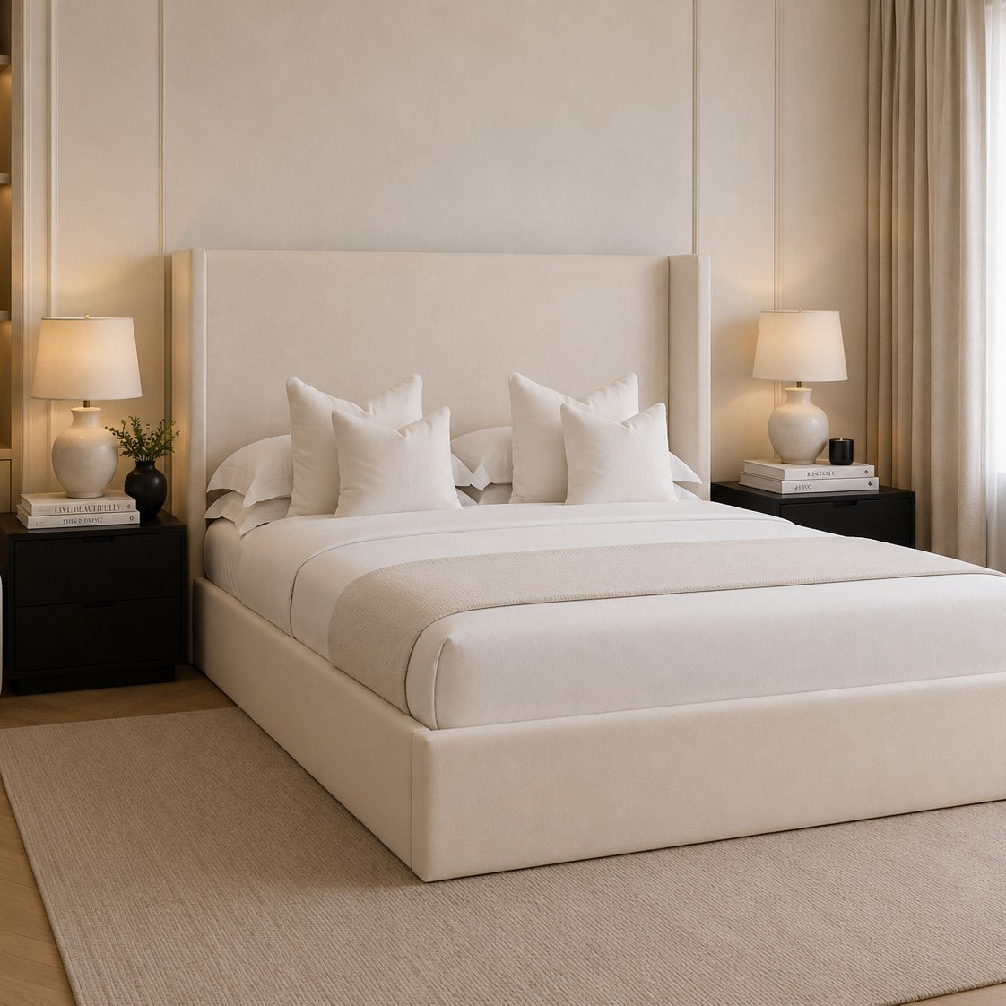 Garda Plain Winged Headboard Upholstered Bed Frame