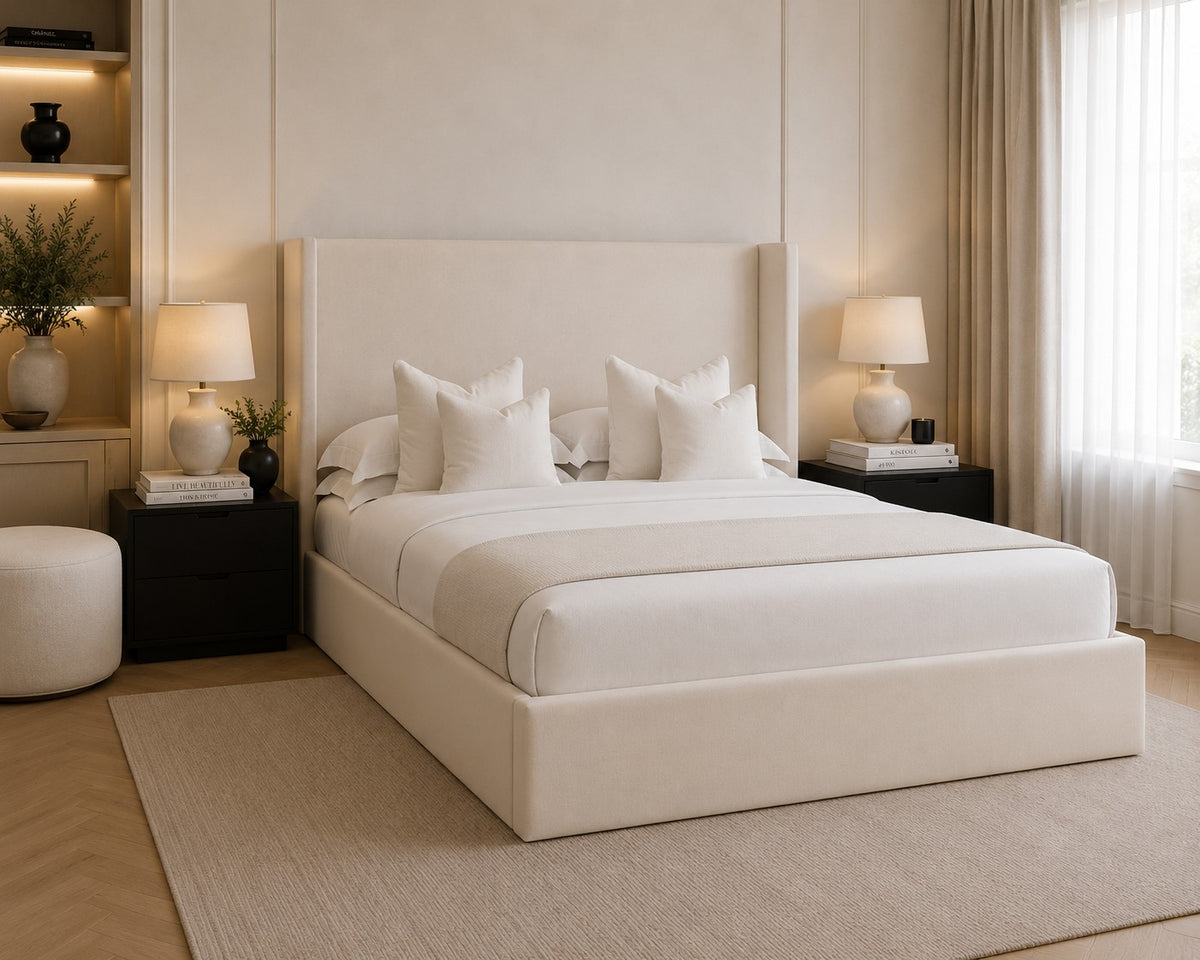 Garda Plain Winged Headboard Upholstered Bed Frame