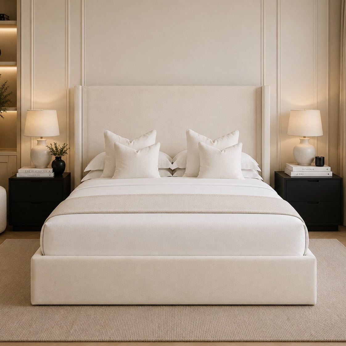 Garda Plain Winged Headboard Upholstered Bed Frame