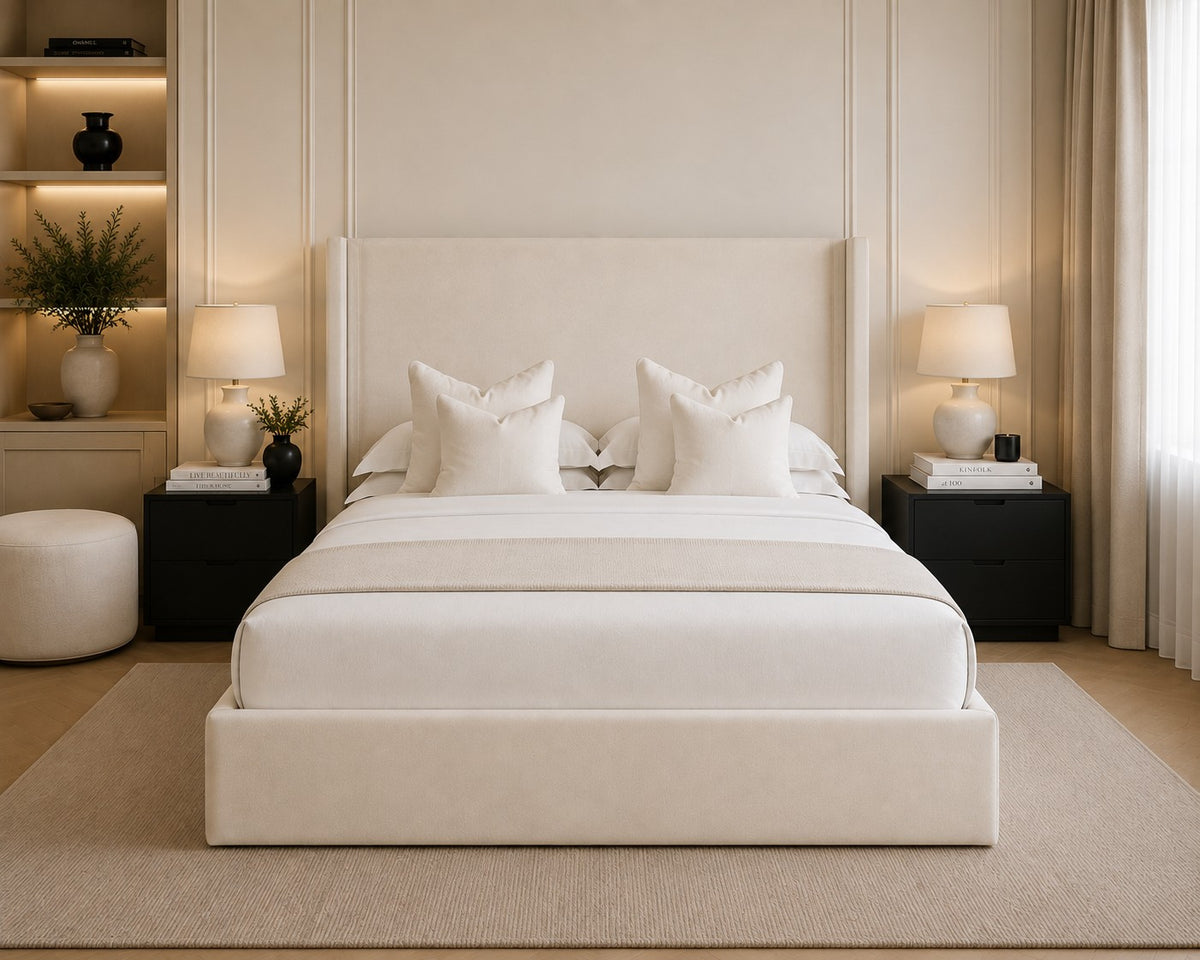 Garda Plain Winged Headboard Upholstered Bed Frame