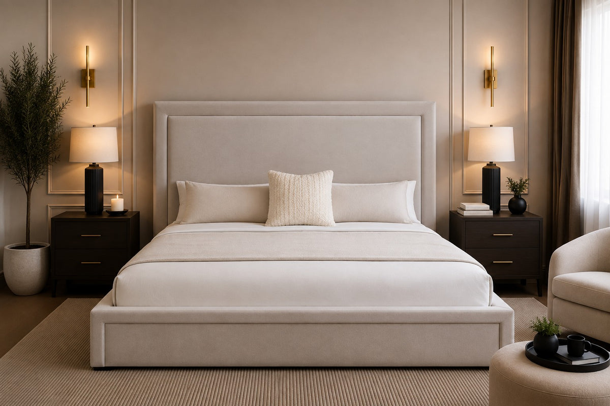 Genova Framed Border Headboard and Base Upholstered Bed Frame