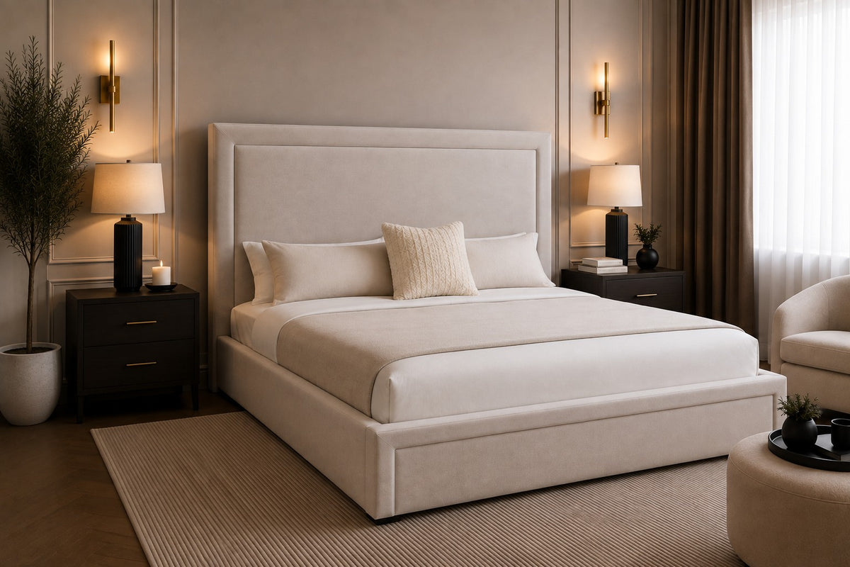 Genova Framed Border Headboard and Base Upholstered Bed Frame
