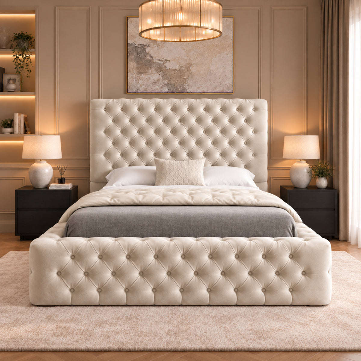 Grand Milan Pleated Upholstery Bed Frame